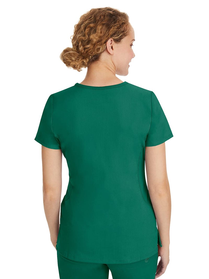 Healing Hands Women's Scrub Top V-Neck with 2 Pockets, 2-Way Stretch, and Yoga Knit Side Panels for Slim Fit - 2245, M, Hunter - Image 2